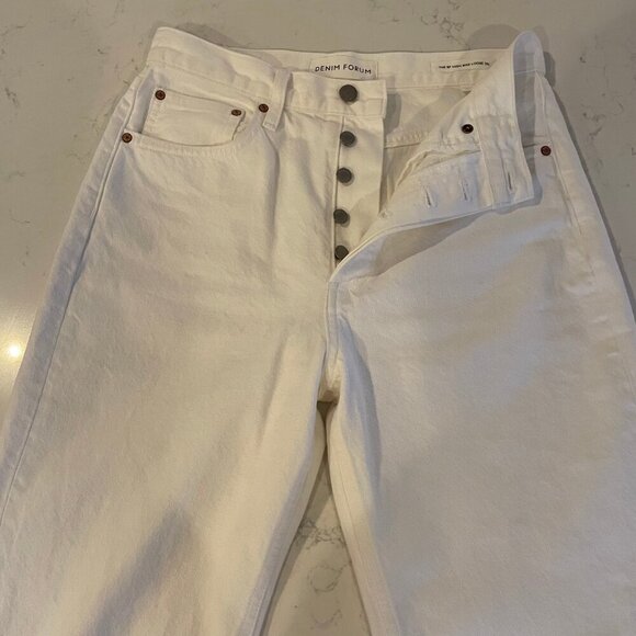 Denim Forum The BF High Rise Loose 28L 100% Cotton Denim Jeans Ecru Sz 26 - Picture 3 of 13